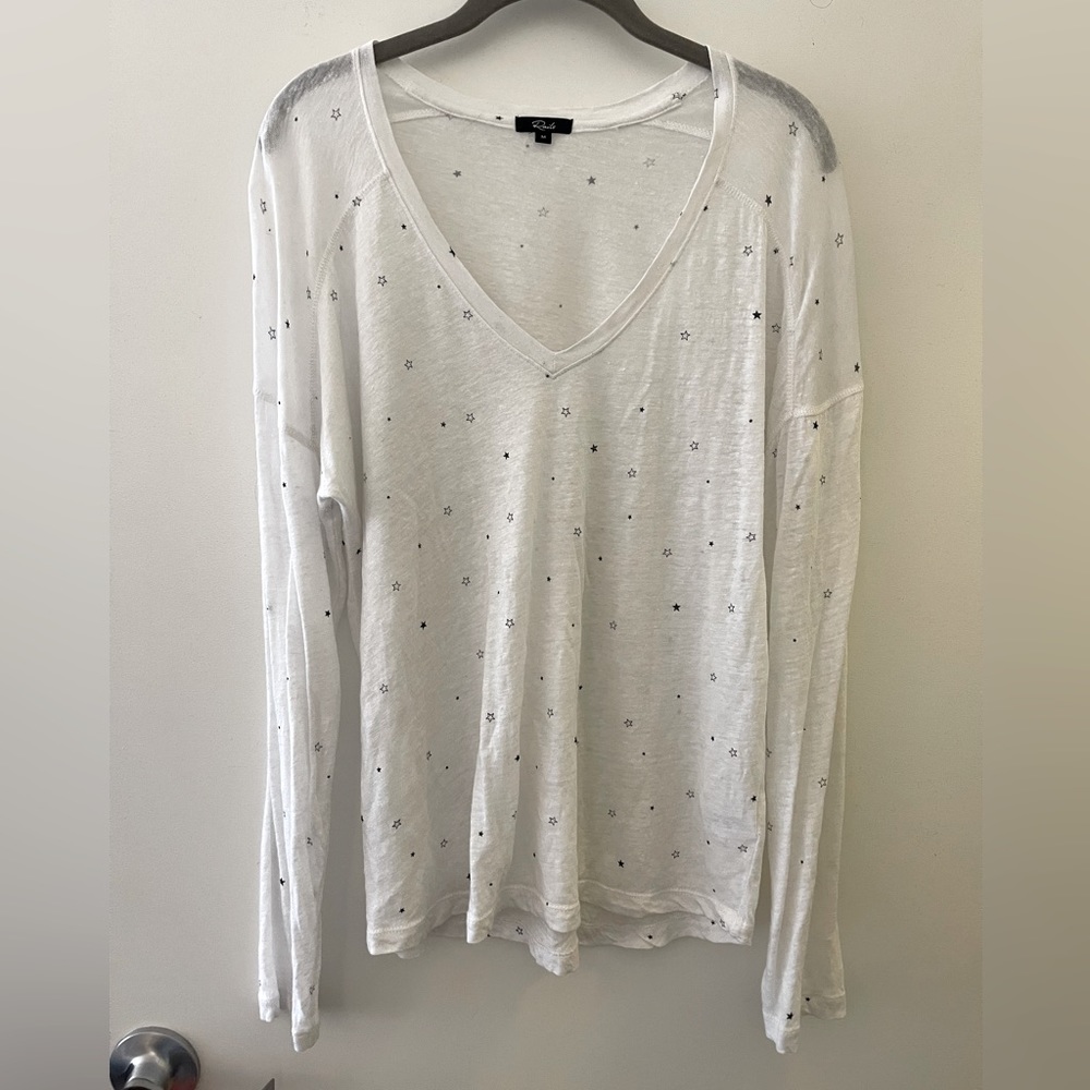 Rails long sleeved white tshirt with blue stars